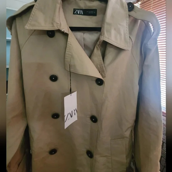Zara Light Beige Belted Trench Coat - Picture 12 of 12
